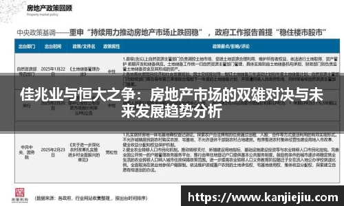 佳兆业与恒大之争：房地产市场的双雄对决与未来发展趋势分析